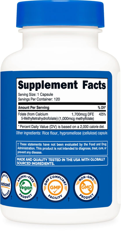 Nutricost Metilfolato cápsulas frasco