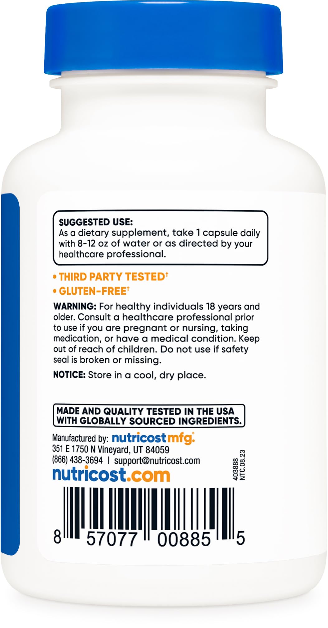 Nutricost suplemento vitamina B1 sin gluten 100 mg 120 cápsulas