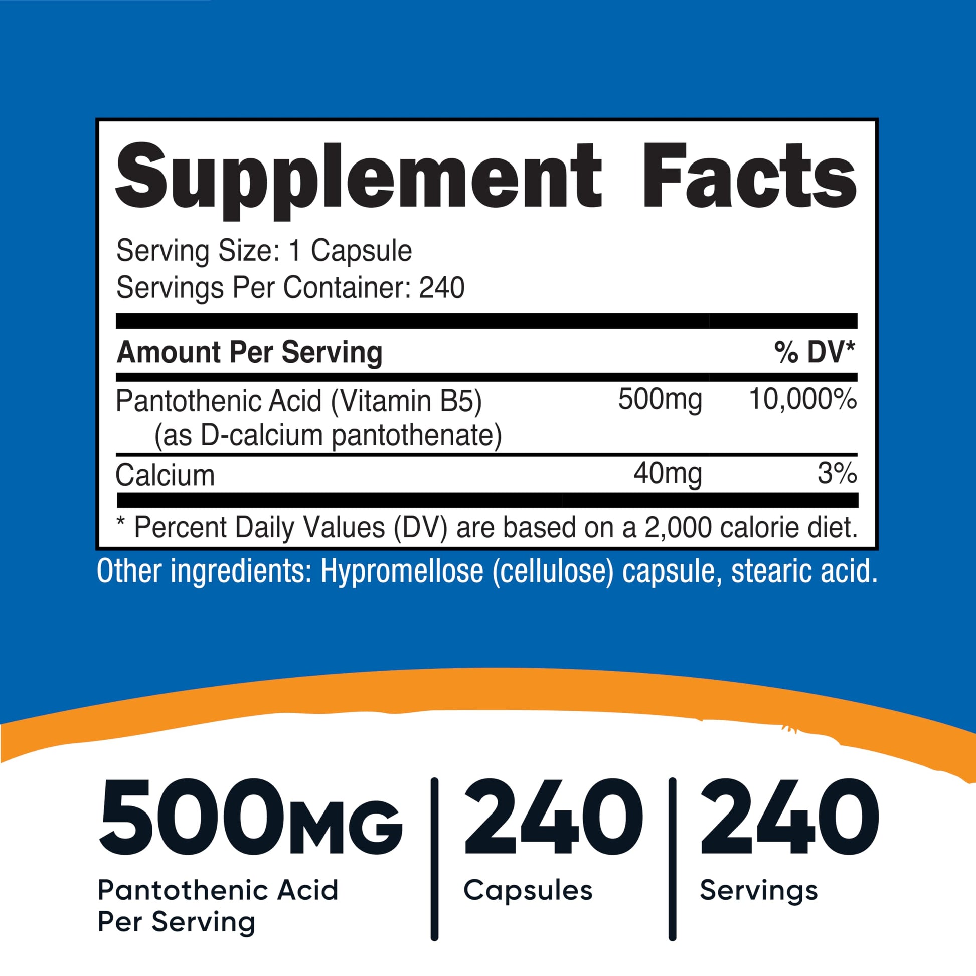 Nutricost suplemento vitamina B5 calidad garantizada