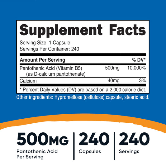 Nutricost suplemento vitamina B5 calidad garantizada