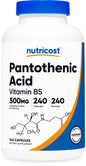 Nutricost vitamina B5 ácido pantoténico 240 cápsulas botella