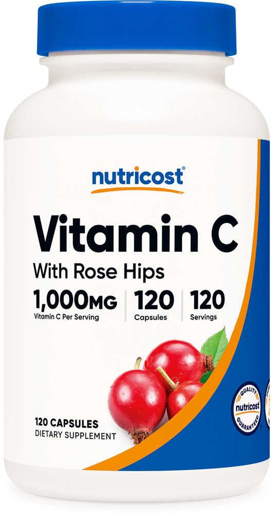 Nutricost vitamina C con escaramujo 120 cápsulas premium