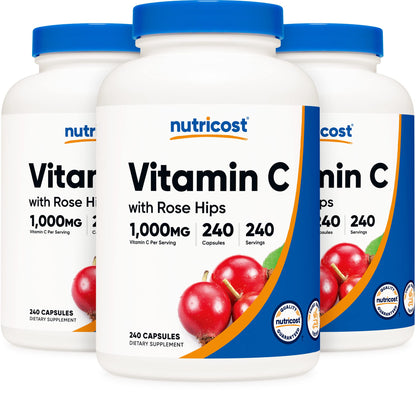Nutricost vitamina c cápsulas paquete 3 botellas 1025mg
