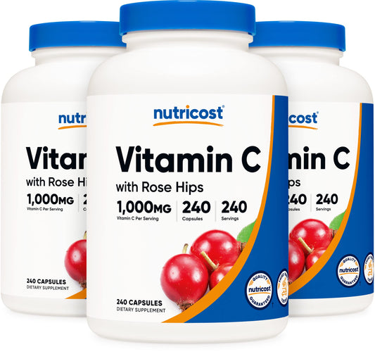 Nutricost vitamina c cápsulas paquete 3 botellas 1025mg