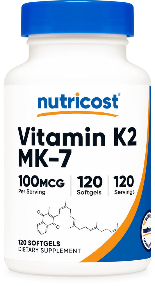 Nutricost Vitamina K2 MK-7 - Frasco de 120 cápsulas blandas