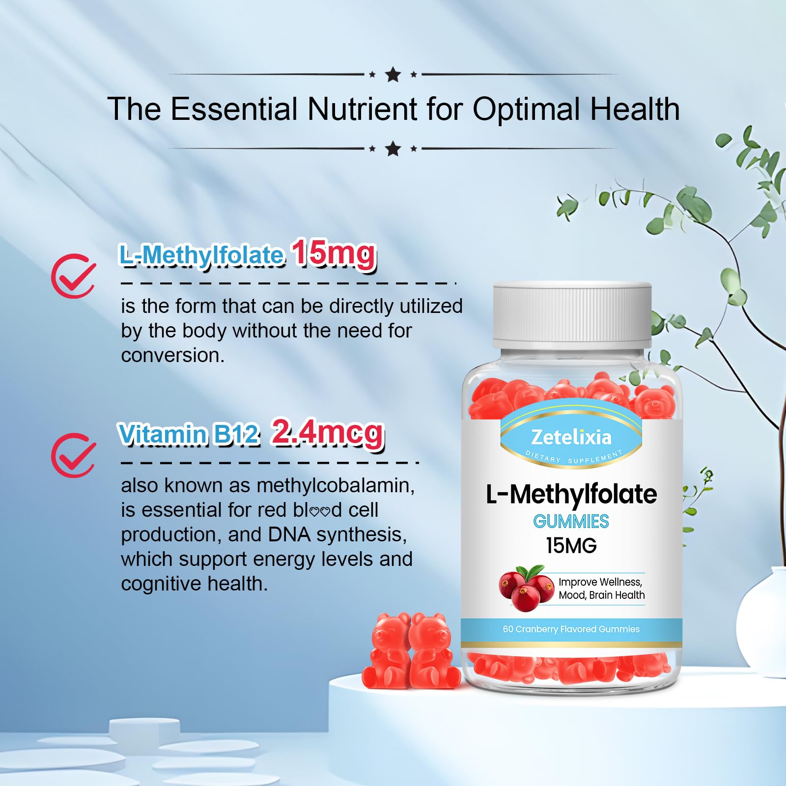 Nutriente esencial L-Metilfolato para salud óptima de Zetelixia