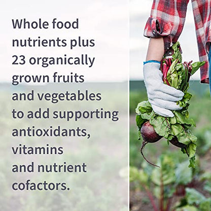 Nutrientes en multivitaminas de Garden of Life con frutas y vegetales