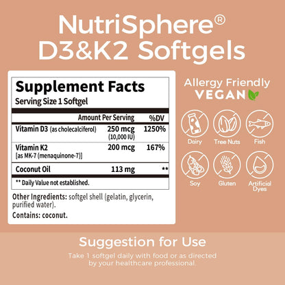 NutriSphere fórmula d3 k2 para bienestar y salud ósea