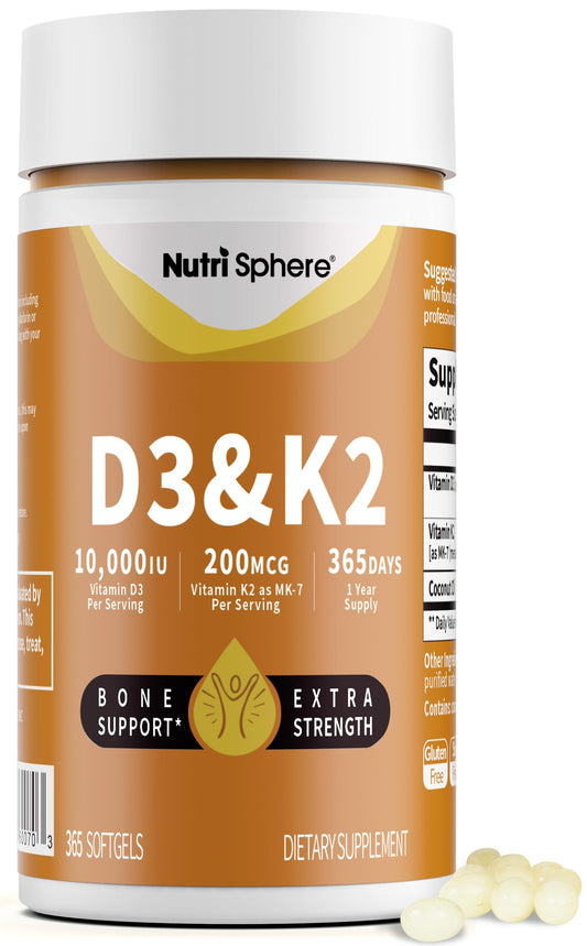 NutriSphere vitamina d3 k2 mk-7 10000 iu 365 softgels