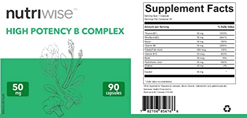 Etiqueta NutriWise complejo b vitamina suplemento