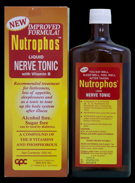 Tónico líquido Nutrophos para nervios con vitamina B botella grande