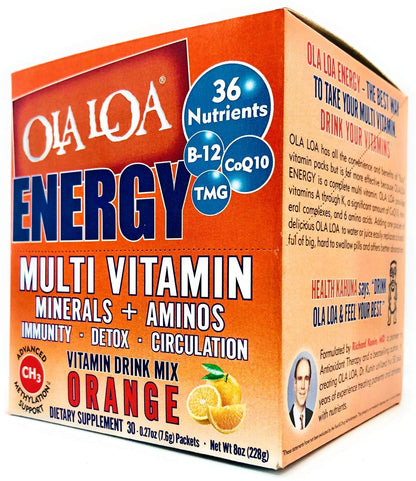 Ola Loa energy naranja multivitamínico libre de cafeína