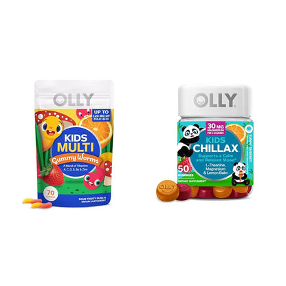 Paquete OLLY de gomas multivitamínicas y Chillax para niños