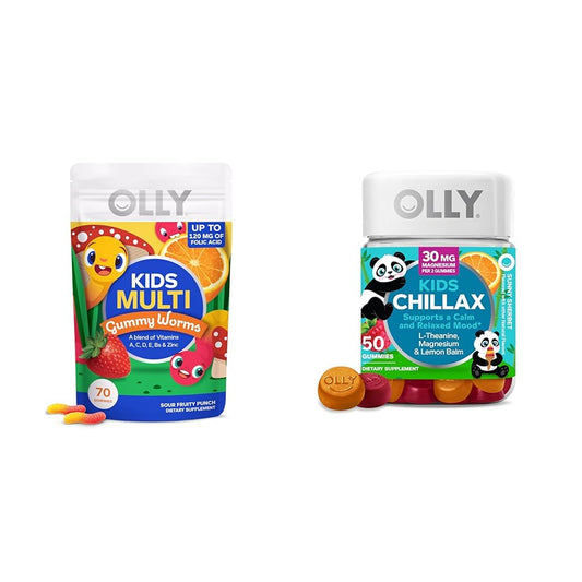 Paquete OLLY de gomas multivitamínicas y Chillax para niños