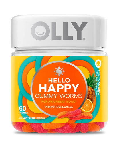 Gomitas OLLY Hello Happy sabor tropical para apoyo del ánimo adultos