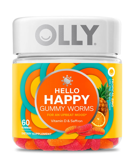 Gomitas OLLY Hello Happy sabor tropical para apoyo del ánimo adultos