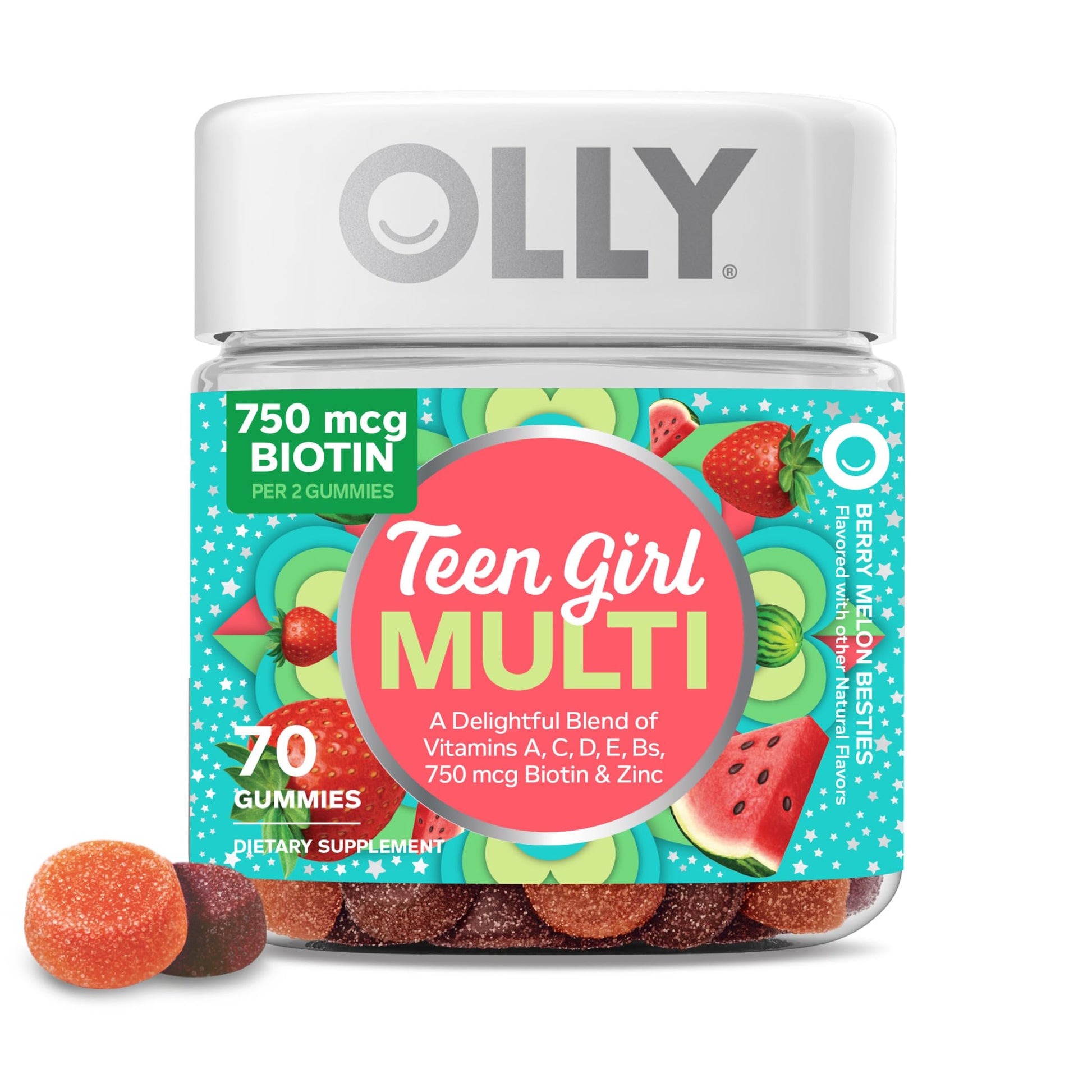 Olly gomitas multivitaminas para adolescentes con sabor a fresa y melón