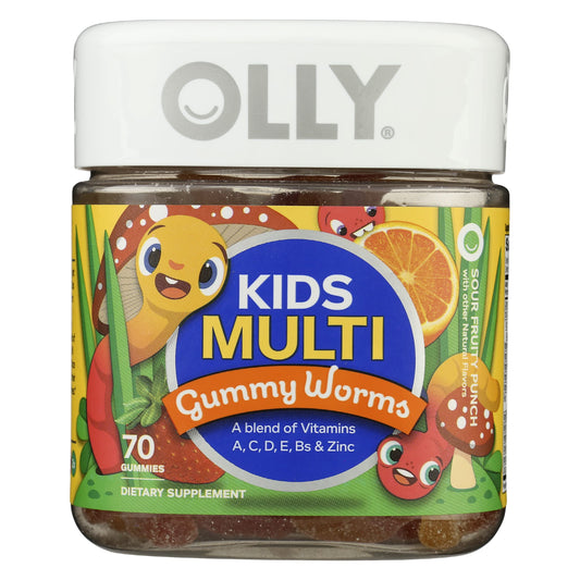 frasco de gusanitos de multivitaminas Olly sabor fruta
