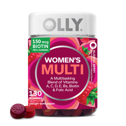 Botella de OLLY multivitaminas para mujeres, sabor a bayas