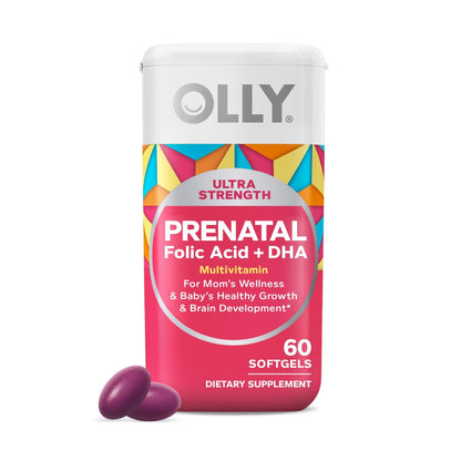 Frasco OLLY multivitaminas prenatales ultra fuerza 60 cápsulas