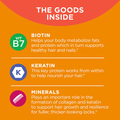 Softgels OLLY con biotina y queratina para cabello fuerte