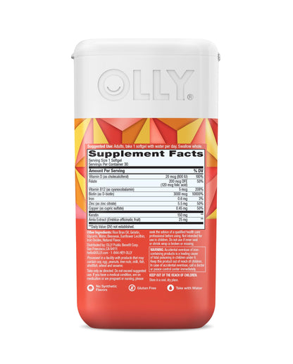 OLLY softgels para nutrición y crecimiento capilar