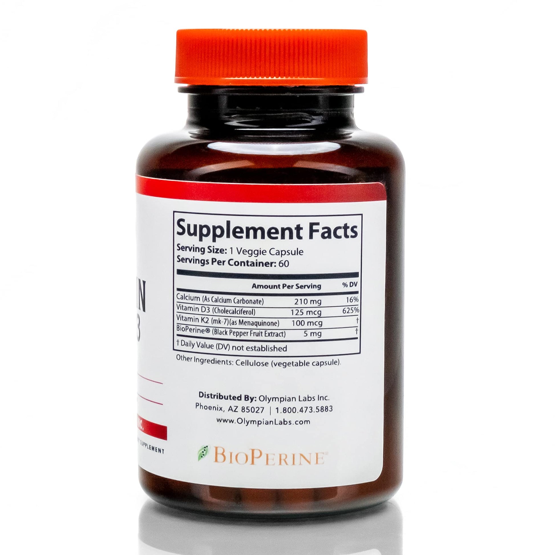Olympian Labs suplemento vitamina K2 D3 cápsulas veganas detalle