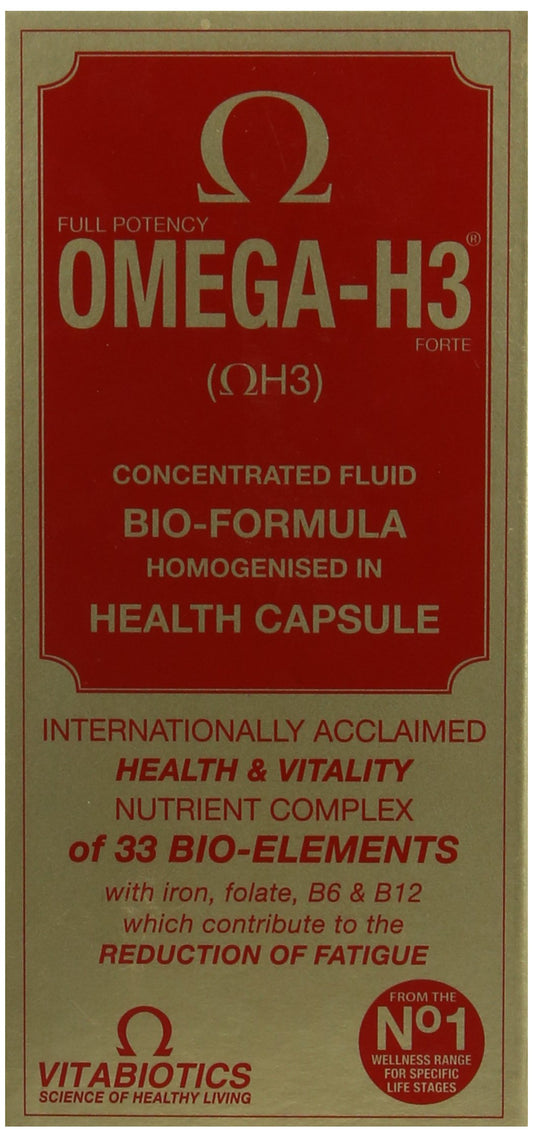 Omega-H3 multivitaminas paquete frontal rojo