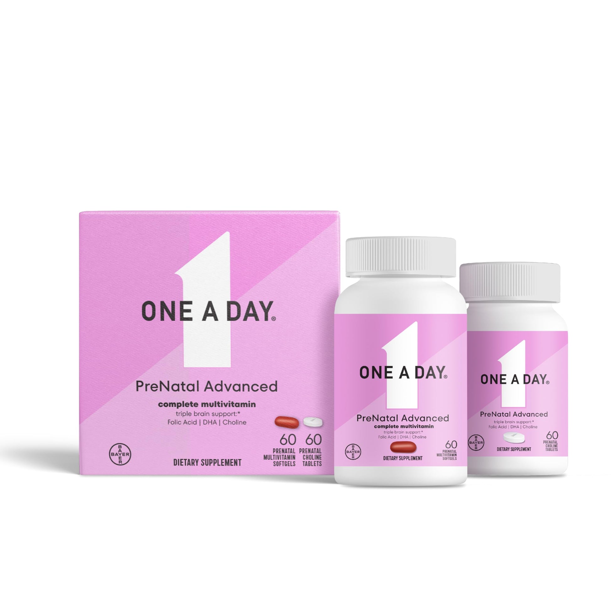 ONE A DAY Prenatal Advanced paquete frontal 120 cápsulas