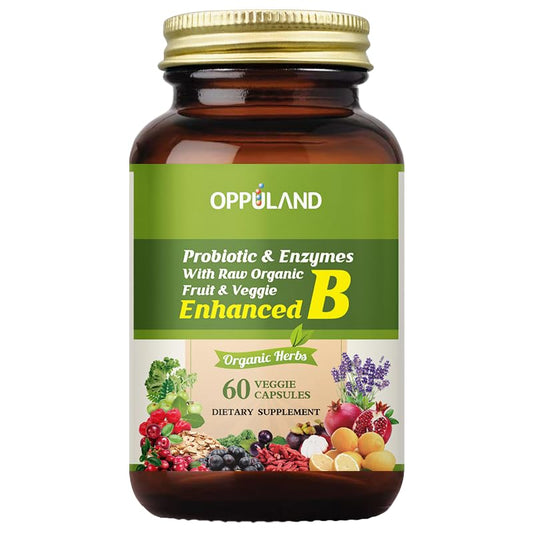 oppuland complejo de vitamina B 60 cápsulas veganas suplemento