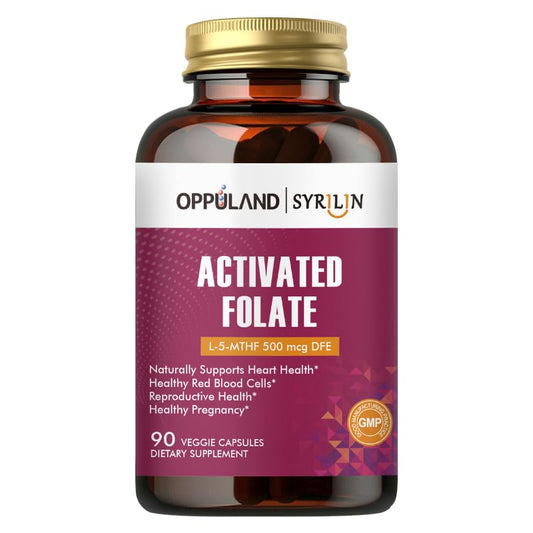 Oppuland Folate-L frasco suplemento folato 90 cápsulas vegetales