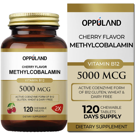 oppuland Metil B-12 5000mcg masticable con folato caja frontal