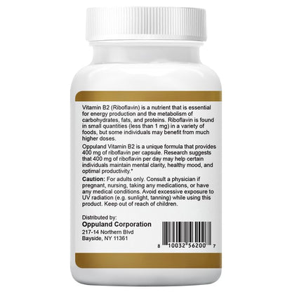 Oppuland suplemento de riboflavina alta potencia para adultos
