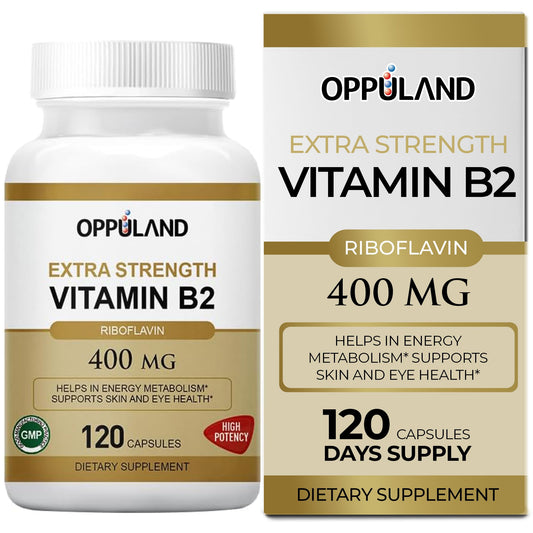 Oppuland vitamina B2 riboflavina 400mg botella de 120 cápsulas vegetales