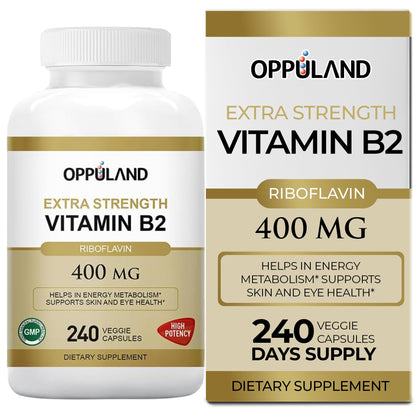oppuland vitamina B2 riboflavina 400mg botella de 240 cápsulas vegetales