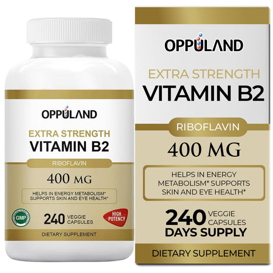oppuland vitamina B2 riboflavina 400mg botella de 240 cápsulas vegetales