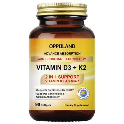 oppuland Vitamina D3 K2 cápsulas y caja presentación frontal