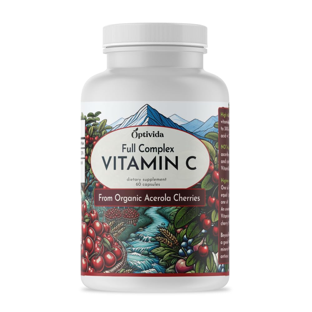 Frasco y caja OPTIVIDA Vitamina C organica