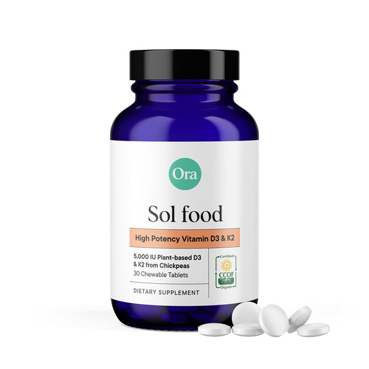 Ora Organic tabletas masticables vitamina D3 y K2 vegana