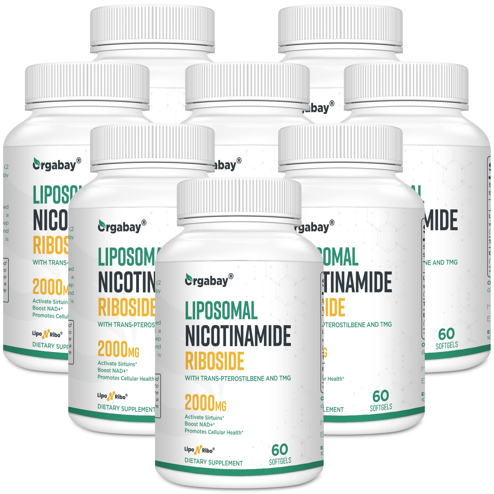 Orgabay nicotinamida ribósido suplemento 2000 mg 480 cápsulas envase