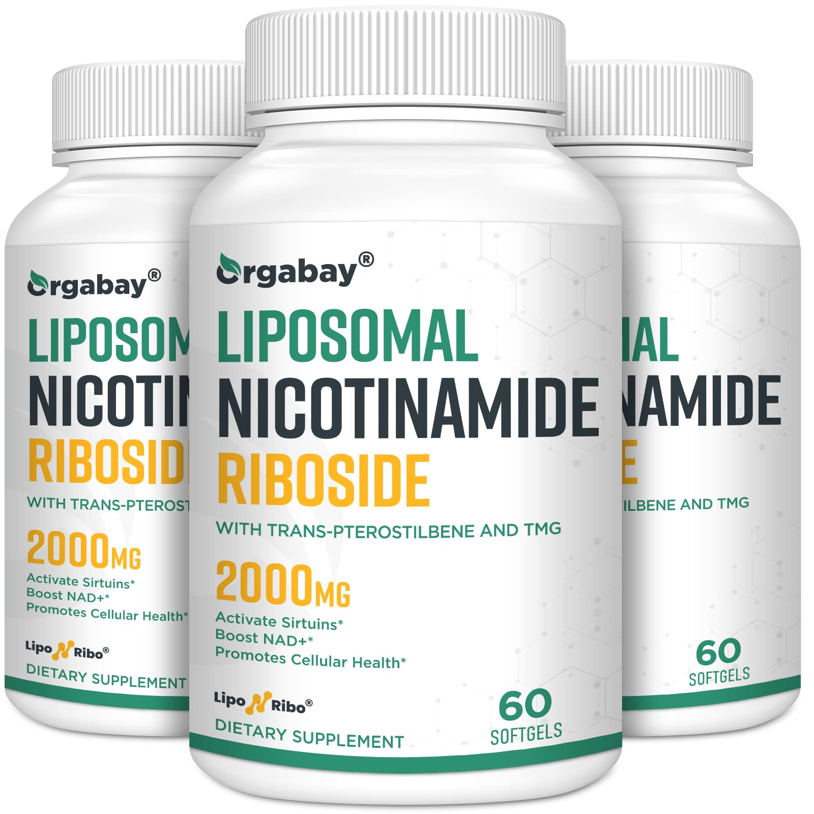 Orgabay nicotinamida ribósido suplemento 2000 mg liposomal envase