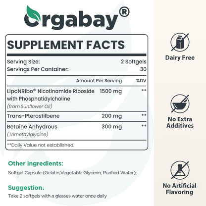 Orgabay suplemento con liposomal nicotinamida ribósido para envejecimiento