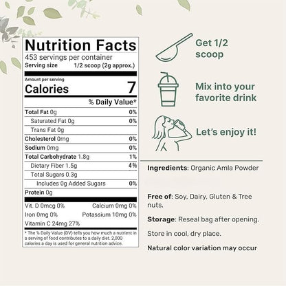 Organic Amla powder supplement for immune support.