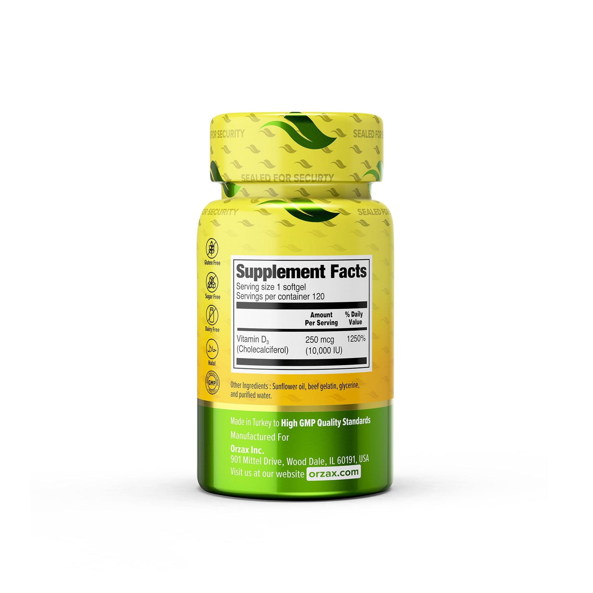 Etiqueta frontal ORZAX Vitamina D3