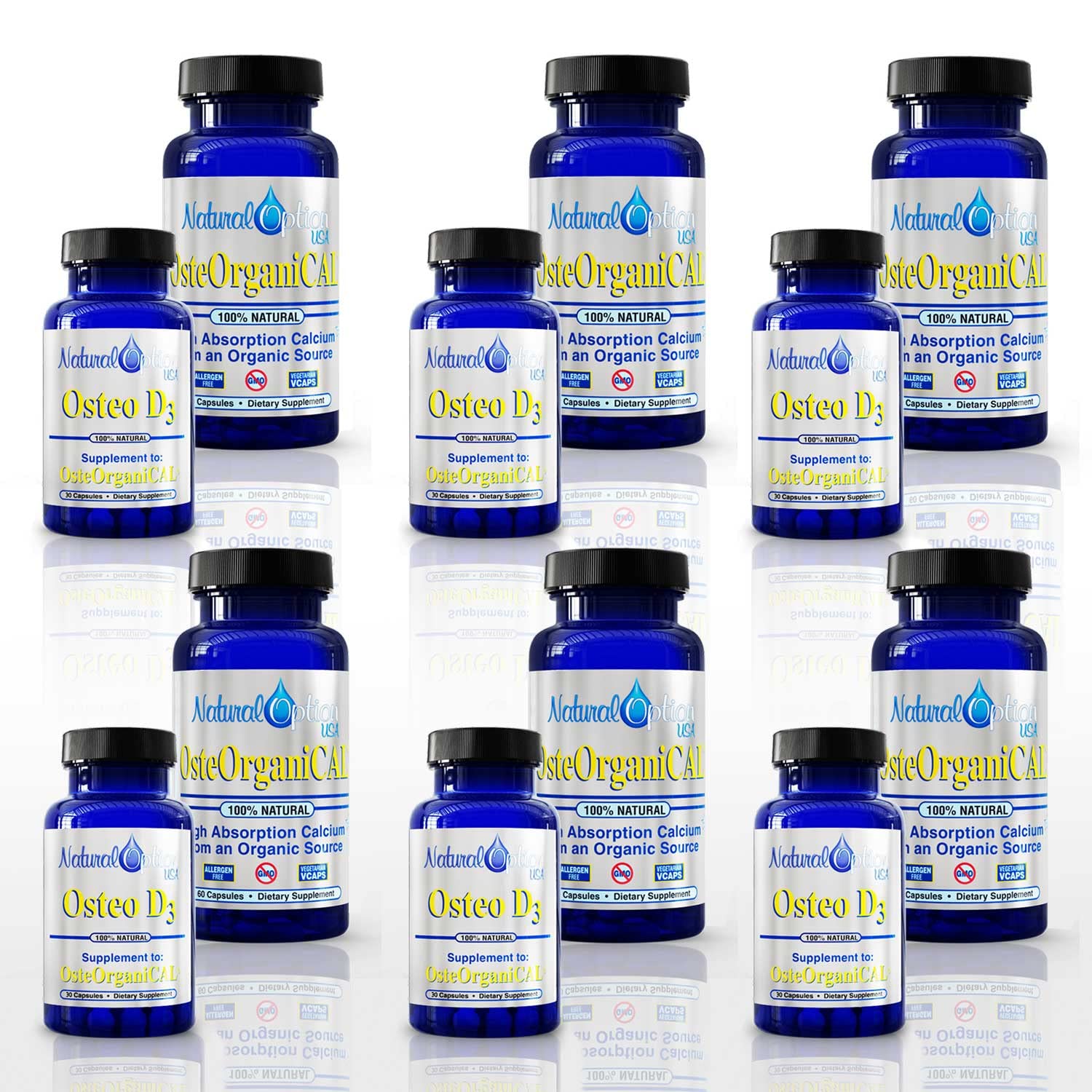 Paquete OsteOrganiCAL y Osteo D3 con cápsulas de calcio y vitamina D3