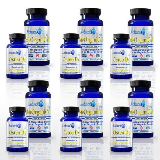Paquete OsteOrganiCAL y Osteo D3 con cápsulas de calcio y vitamina D3