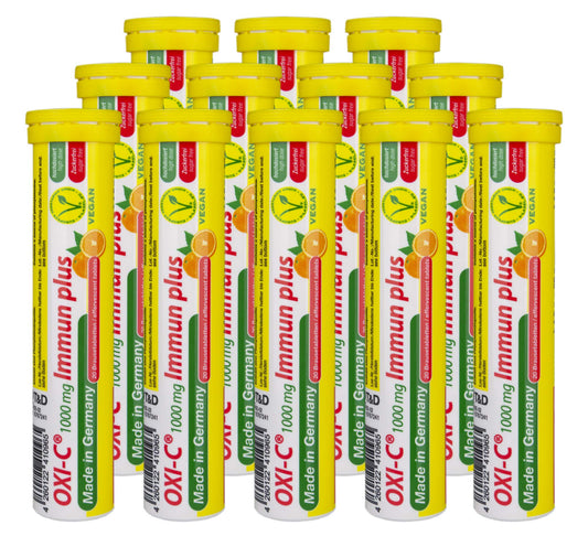 Paquete de tabletas efervescentes Oxi C vitamina c sabor naranja