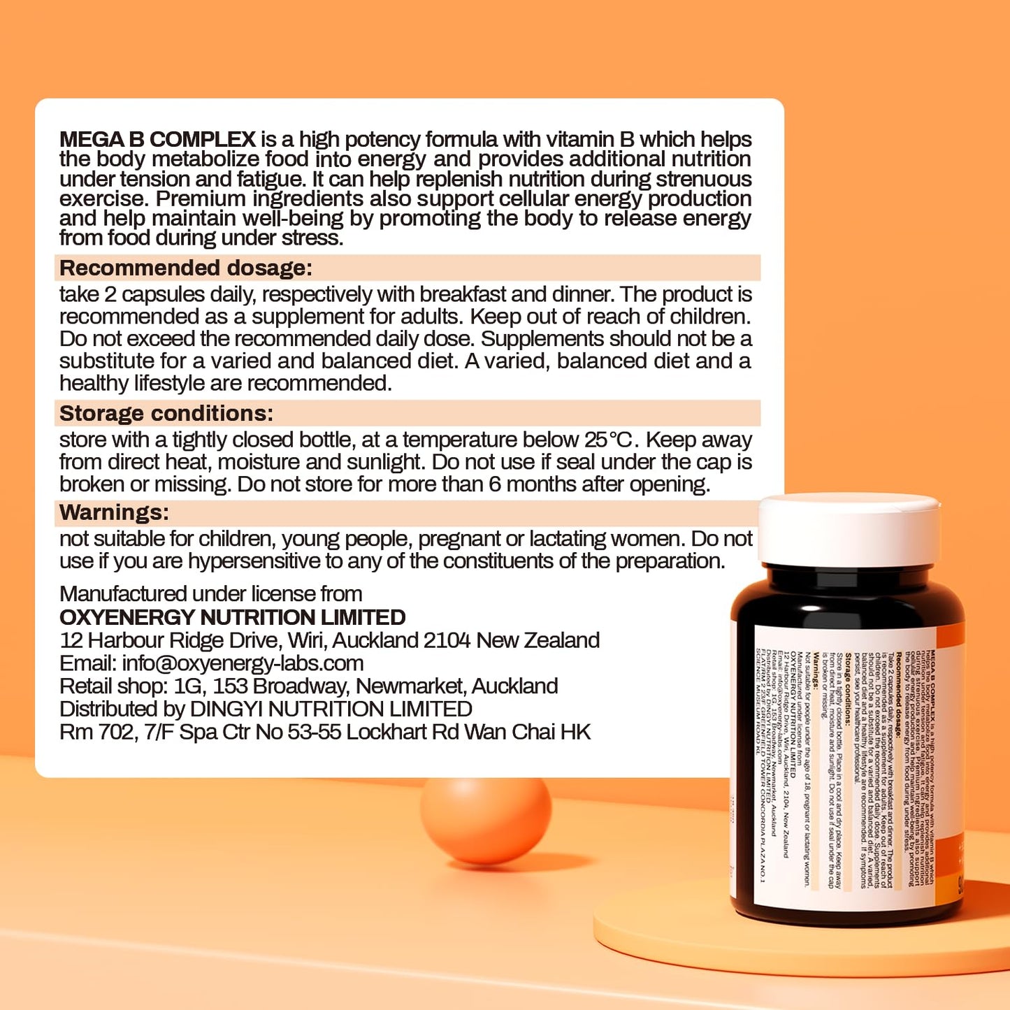 OxyEnergy cápsulas vitamina b apoyo neurológico y energía