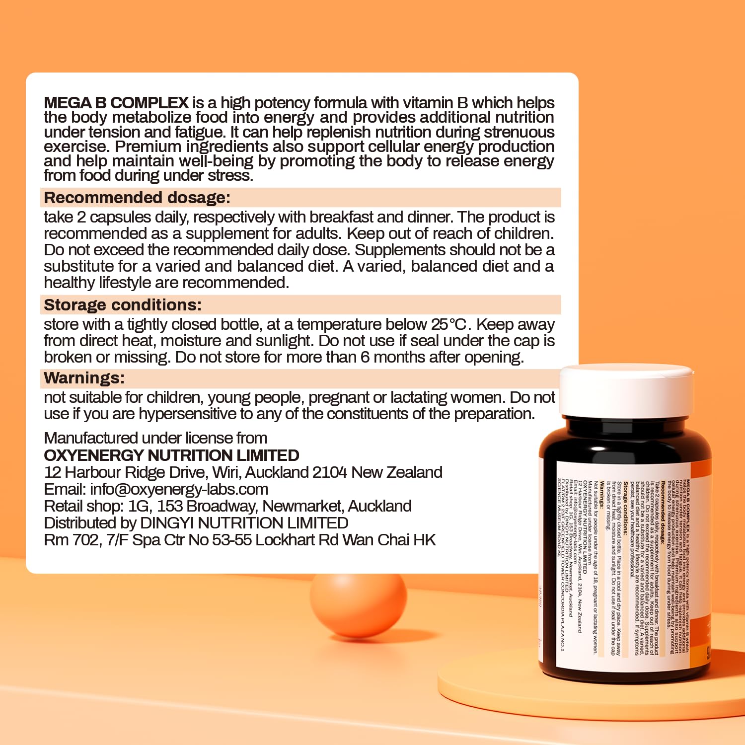 OxyEnergy cápsulas vitamina b apoyo neurológico y energía