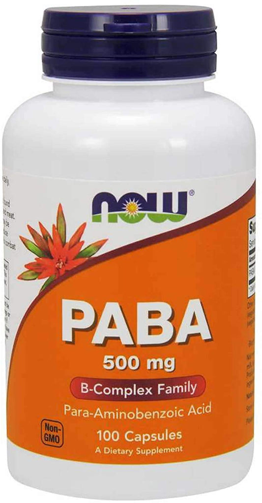Frasco de PABA 500 mg 100 cápsulas paquete de 2